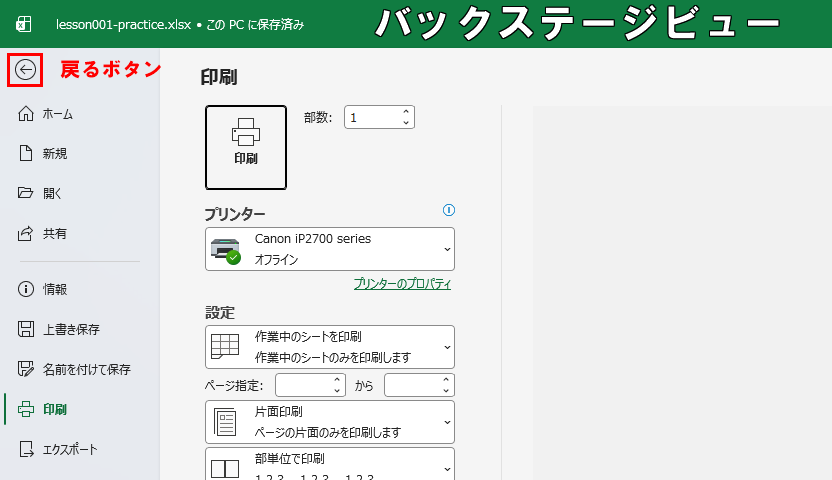 バックステージビュー