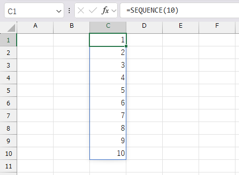 SEQUENCEで1〜10の連番
