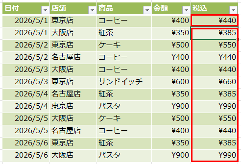 計算列の自動コピー