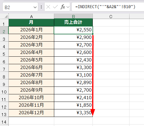 12シート分を集計