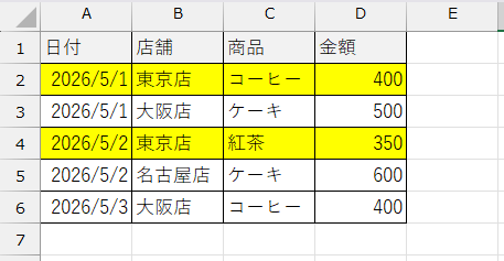 1行まるごと色塗りのイメージ